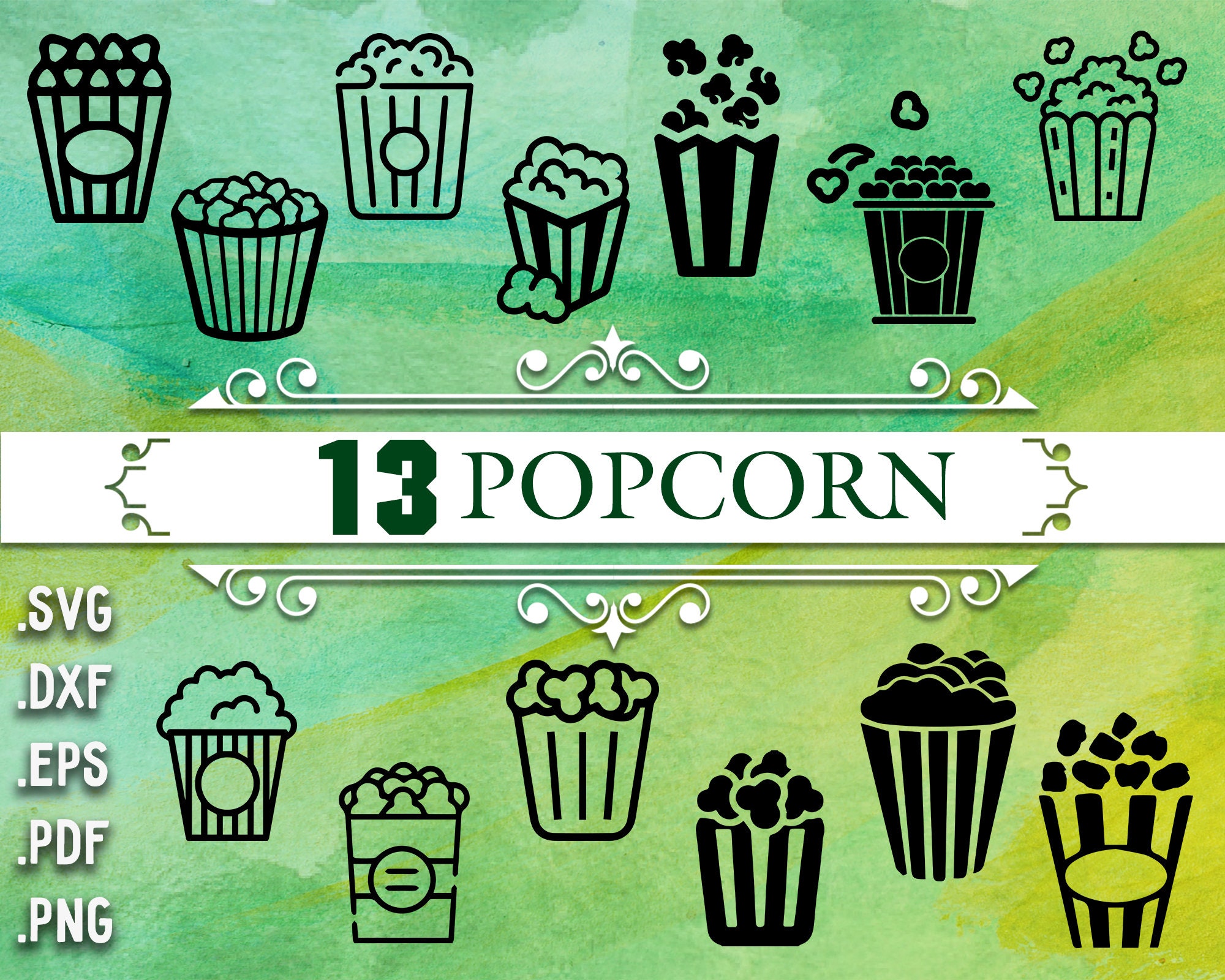 POPCORN SVG, Popcorn, Silhouette Svg, Popcorn Box, Popcorn Clipart