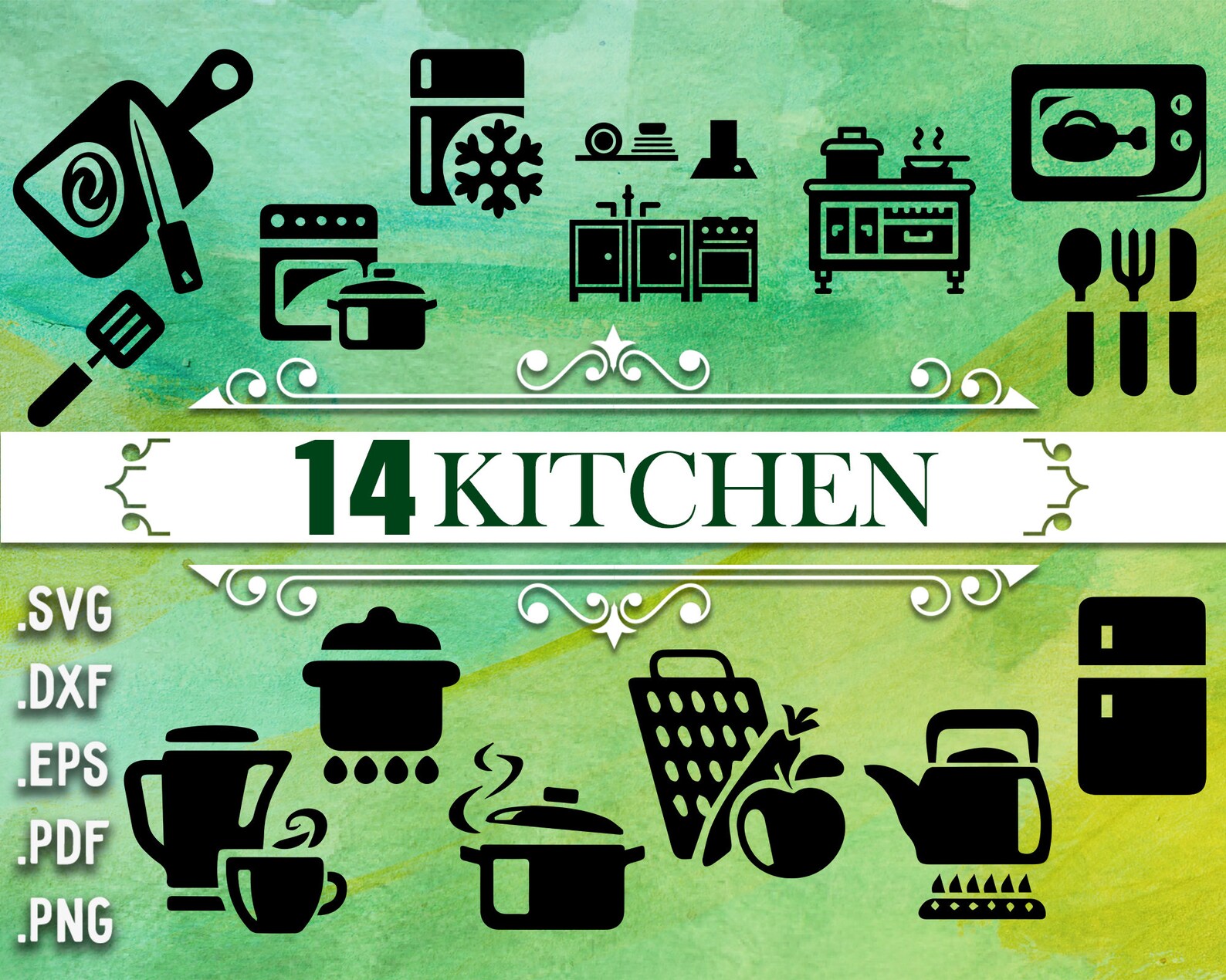 KITCHEN SVG Cooking Svg Kitchen Clipart Farmhouse Svg - Etsy