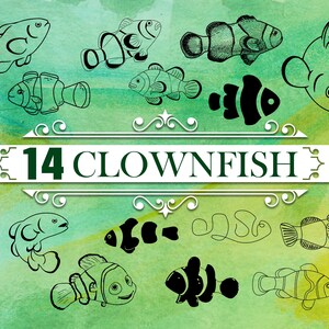 CLOWNFISH SVG, fish svg, fish cut file, nemo svg, clownfish cricut, clownfish eps, silhouette svg,clownfish vector,clownfish cameo,clownfish