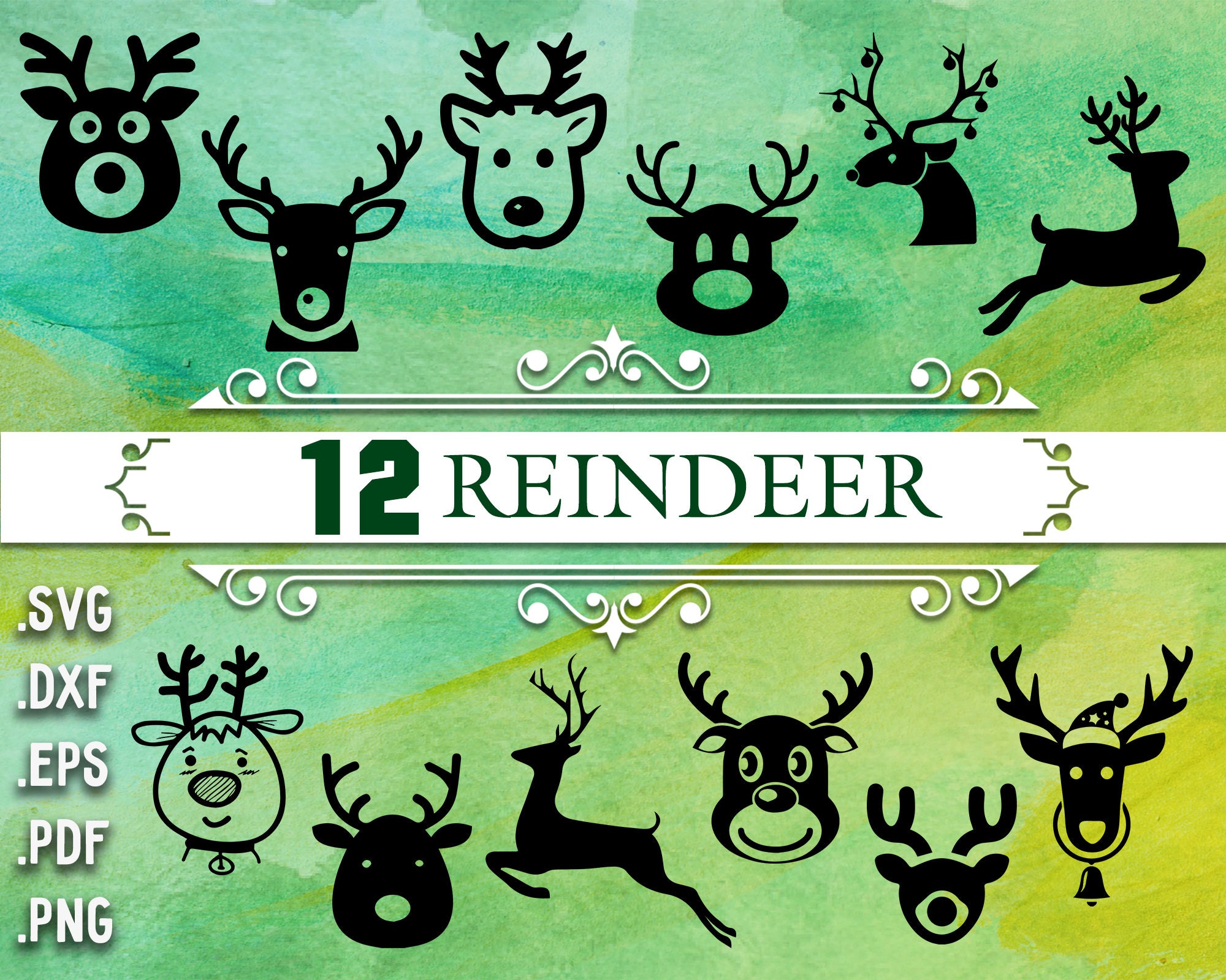 REINDEER SVG, Deer Svg, Reindeer, Reindeer Face Svg, Christmas Reindeer ...