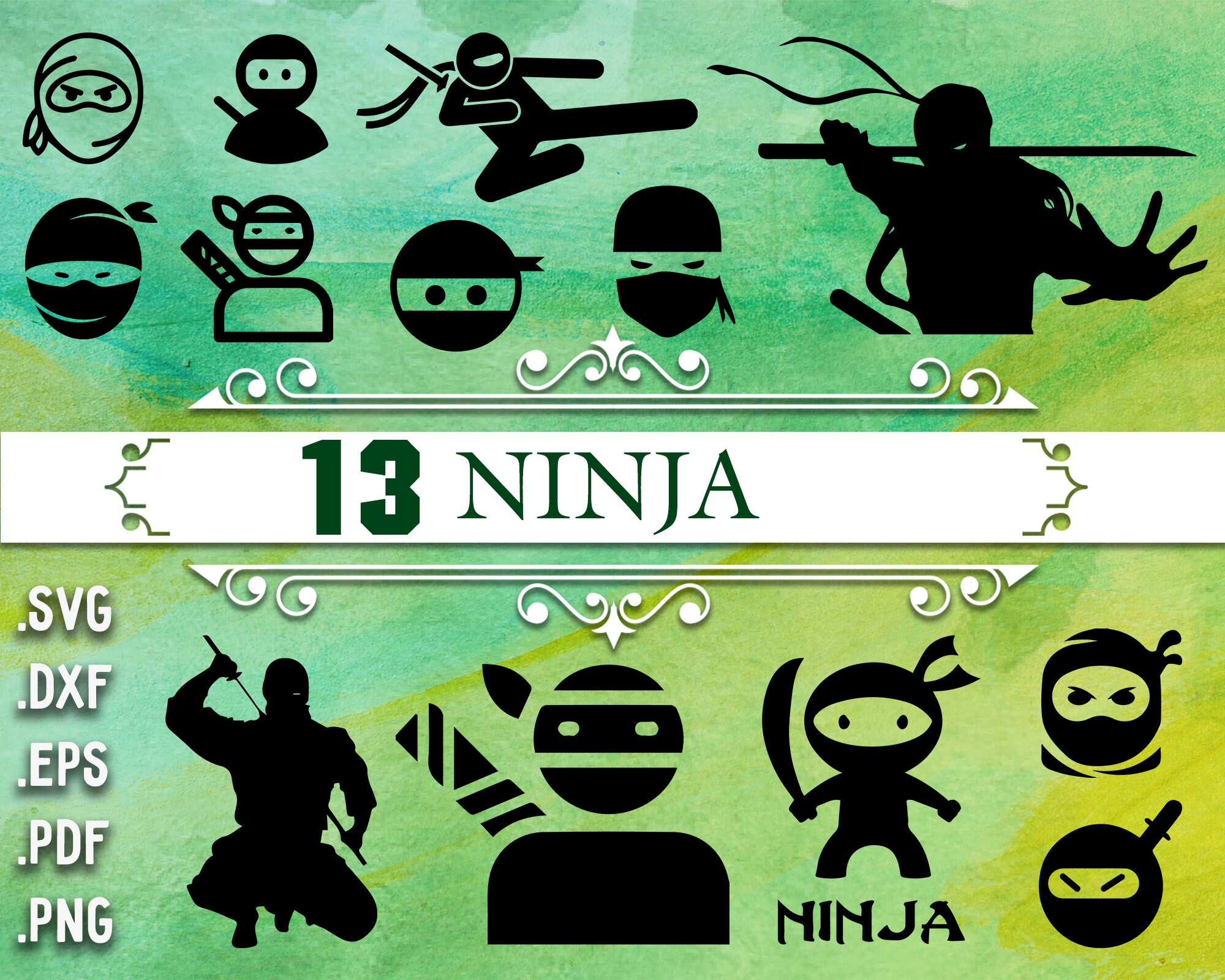 Download Ninja Svg Ninja Clipart Ninja Vector Ninja Silhouette Etsy