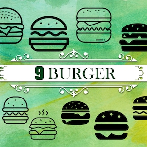 BURGER SVG, fast food svg, hamburger svg, burgers svg, burger clipart, burger silhouette, cheeseburger svg, burger vector, sandwich svg, dxf
