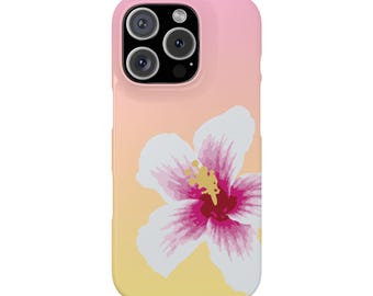 Sunset Hibiscus Phone Case - Pink & Yellow Flower, Floral Phone Cover, Colorful and Fun, Trendy Summer Case