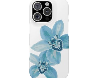 Orchid Phone Case - White & Blue Floral iPhone Cover, Colorful and Fun, Trendy Summer Style