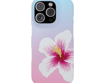 Sunset Hibiscus Phone Case - Blue & Pink Flower, Floral Phone Cover, Colorful and Fun, Trendy
