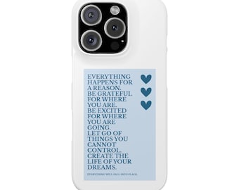 Motivational iPhone Case – Positive Affirmations, Self-Love, Trendy Blue Design