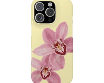 Orchid Phone Case - Yellow & Pink Flowers, Floral Phone Cover, Colorful and Fun, Trendy Summer Case, Compatible with all iPhones