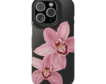 Orchid Phone Case - Black and Pink Flower, Floral Phone Cover, Colorful and Fun, Trendy Summer, iPhone Compatible