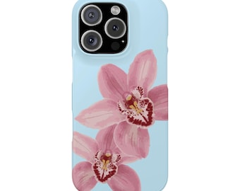 Orchid Phone Case - Blue & Pink Flowers, Floral Phone Cover, Colorful and Fun, Trendy Summer Case, Compatible with all iPhones