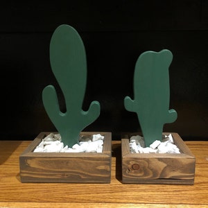 Wood Saguaro Cactus Fake Plant Cactus Plant Indoor Decor Set