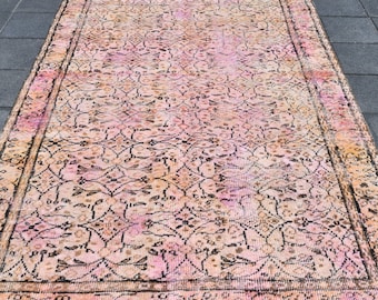 5x8 Turkish Vintage Wool Rug, Handwoven Muted Neutral Area Rug- Bedroom, Office, Kitchen Rug
