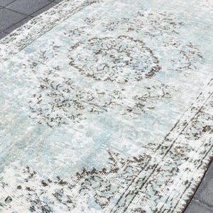 6x9 Wool Turkish Rug: Distressed Vintage Handmade Area Rug