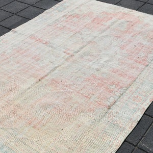 6x8 Vintage Turkish Oushak Rug: Handmade Wool Area Rug