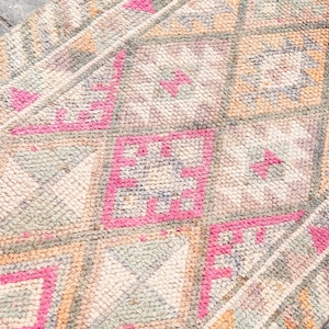 Handmade Wool Turkish Runner Rug: 2x11 Vintage Hallway Rug