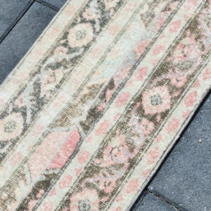 Vintage Wool Oushak Runner Rug: Handmade Turkish 2x11
