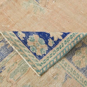 7x9 Vintage Turkish Wool Rug: Distressed Handmade Area Rug