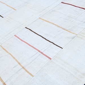 7x12 Vintage Turkish Hemp Rug: Oversized Kilim Area Rug