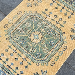 2x11 Vintage Turkish Runner Rug: Handmade Wool & Cotton