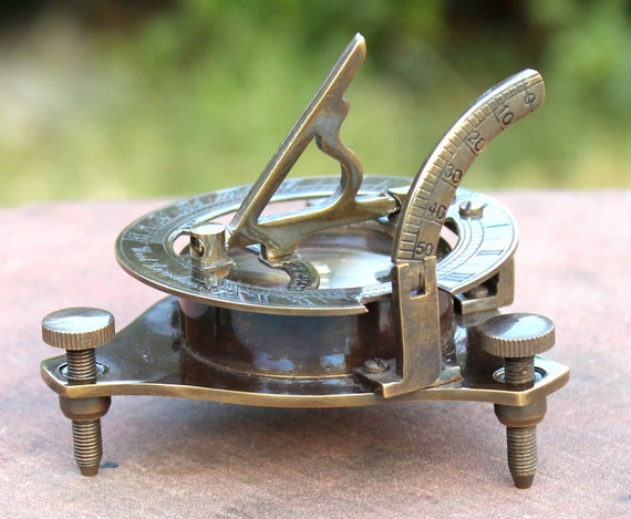 Solid Brass Hand-Made Vintage Working Nautical Sundial Compass Marine Decor