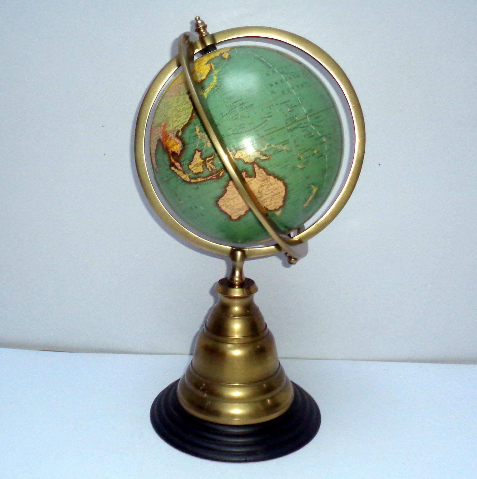 Vintage Brass Antique Tabletop Marine Sphere Globe Nautical Etsy