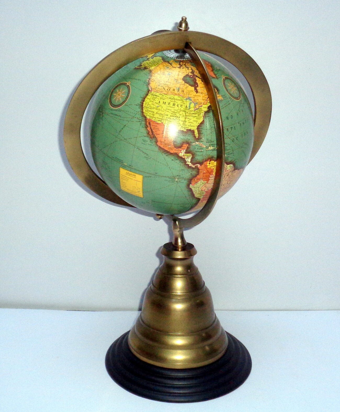 Vintage Brass Antique Tabletop Marine Sphere Globe Nautical Etsy