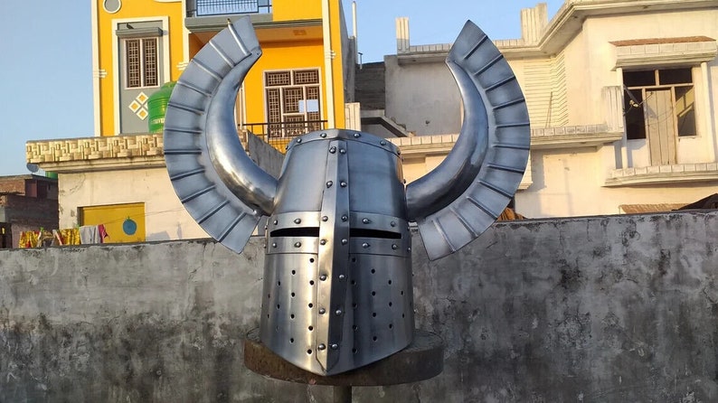 Medieval Templar Fantasy Warrior Helmet SCA LARP Knight Helmet 18 shops gauge Steel