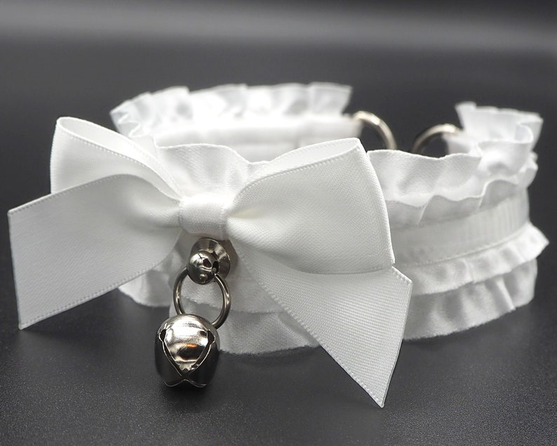 DDLG Choker All-White Lolita Style Kitten Play Collar Petplay Collar BDSM Collar Neko Choker Fashion Choker Satin-Lined /& Tug-Proof