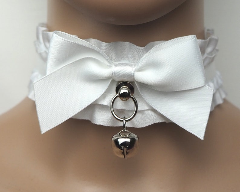 DDLG Choker All-White Lolita Style Kitten Play Collar Petplay Collar BDSM Collar Neko Choker Fashion Choker Satin-Lined /& Tug-Proof