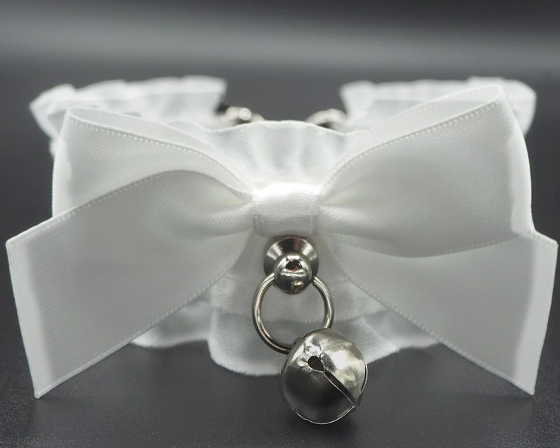 DDLG Choker All-White Lolita Style Kitten Play Collar Petplay Collar BDSM Collar Neko Choker Fashion Choker Satin-Lined /& Tug-Proof