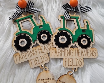 Farming Heavens Fields memorial ornament or mirror charm tractor