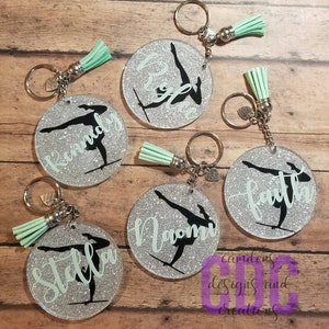 Personalized Gymnast Bag Zipper Charm or Keychain Custom