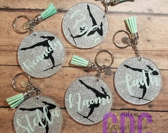 Personalized Gymnast Bag Zipper Charm or Keychain Custom