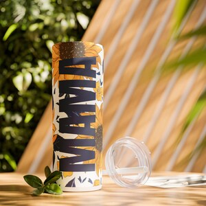 Floral Mama Tumbler, 20oz Skinny Tumbler with Straw, Perfect Gift for Moms, Sunflower Design, Travel Mug for Busy Moms, Mother's Day Gift