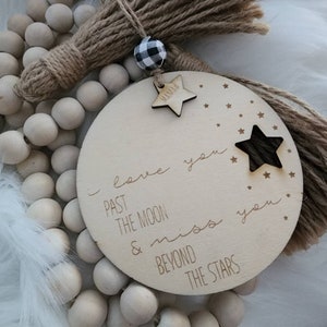 Personalized Memorial Ornament &quot;I love you past the moon and miss you beyond the stars&quot; with Engraved memorial star Christmas Decor