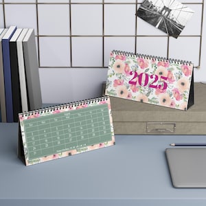 Bloemen bureaubladkalender | Planner voor thuis en kantoor 2025, motiverend bureaudecor, bloementhema, cadeau voor haar, maandelijkse organisator