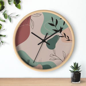 Modern Floral Wall Clock - Boho Home Decor, Minimalist Timepiece, Stylish Gift for Housewarming, Office, and Relaxing Spaces