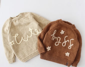 Pull bébé personnalisé | Pull personnalisé pour tout-petit | Pull brodé | Pull prénom | faire-part bébé | Cadeau bébé | Tenue d'anniversaire