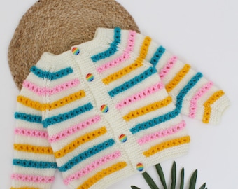 Handknitted kids winter Sweater/  Boys train applique jumper/ Kids sweater