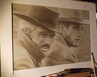 Limited print of my pastel drawing of butch Cassidy and the sun dance kid