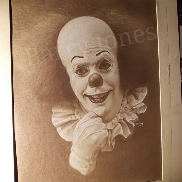 Limited print of my pastel drawing of Pennywise from IT