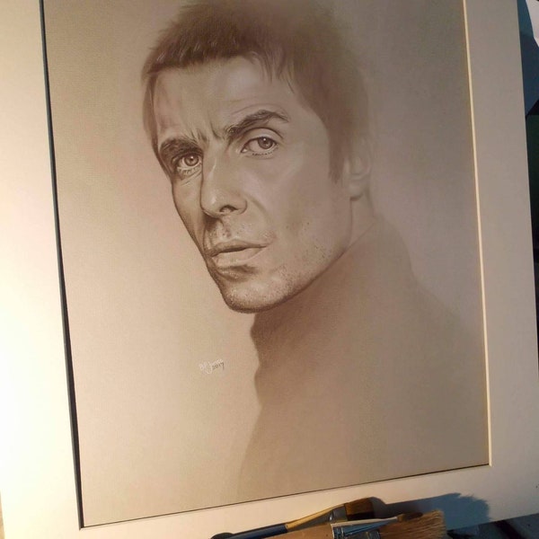 Limited print of my pastel drawing of liam gallagher from oasis