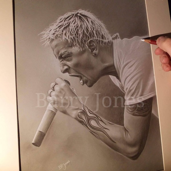 Limited print of my pastel drawing of chester bennington from linkin park