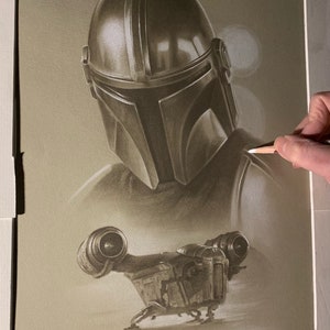 Limited print taken from my pastel drawing of the mandalorian