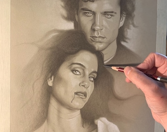 Limited print taken from my original pastel drawing of star and Michael from the lost boys