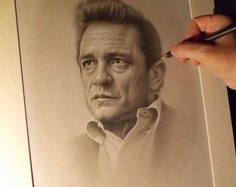 Limited print of my pastel drawing of Johnny Cash