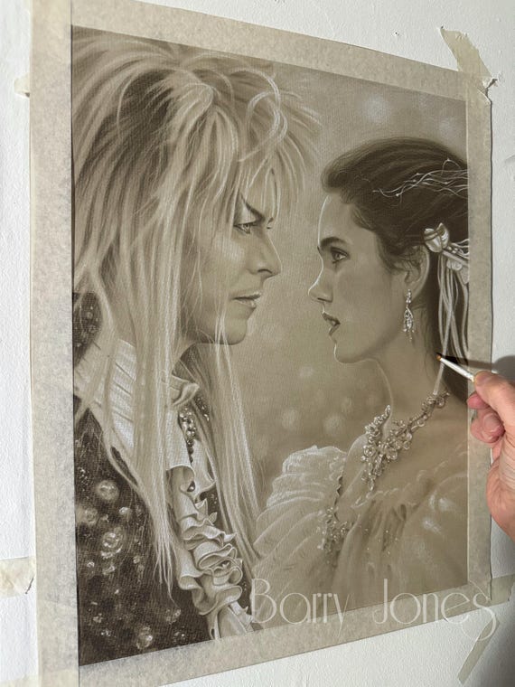 Sarah and jareth labyrinth limited print taken from my pastel drawing