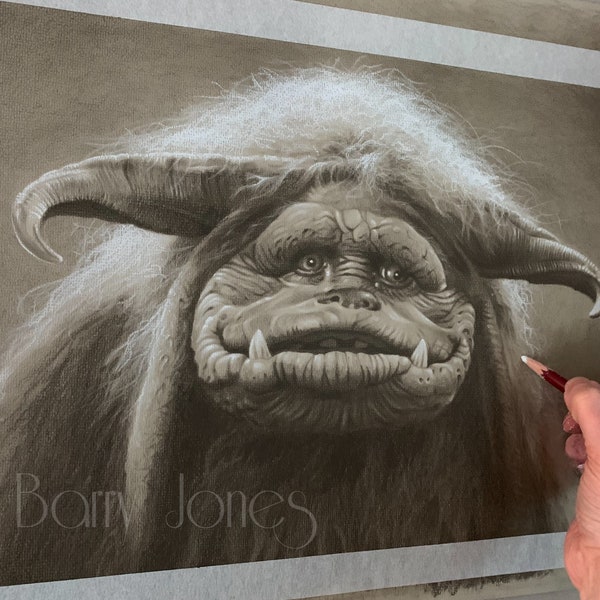 Limited print of my pastel drawing of ludo from labyrinth