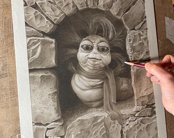 Limited print taken from my pastel drawing of the worm  from labyrinth