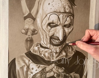 Limited print taken from my original pastel drawing of art the clown from terrifier