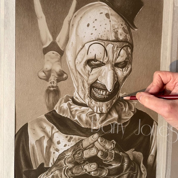 Limited print taken from my original pastel drawing of art the clown from terrifier